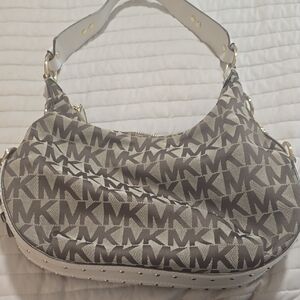 Michael Kors Brown and Cream Shoulder Bag with Iconic Logo